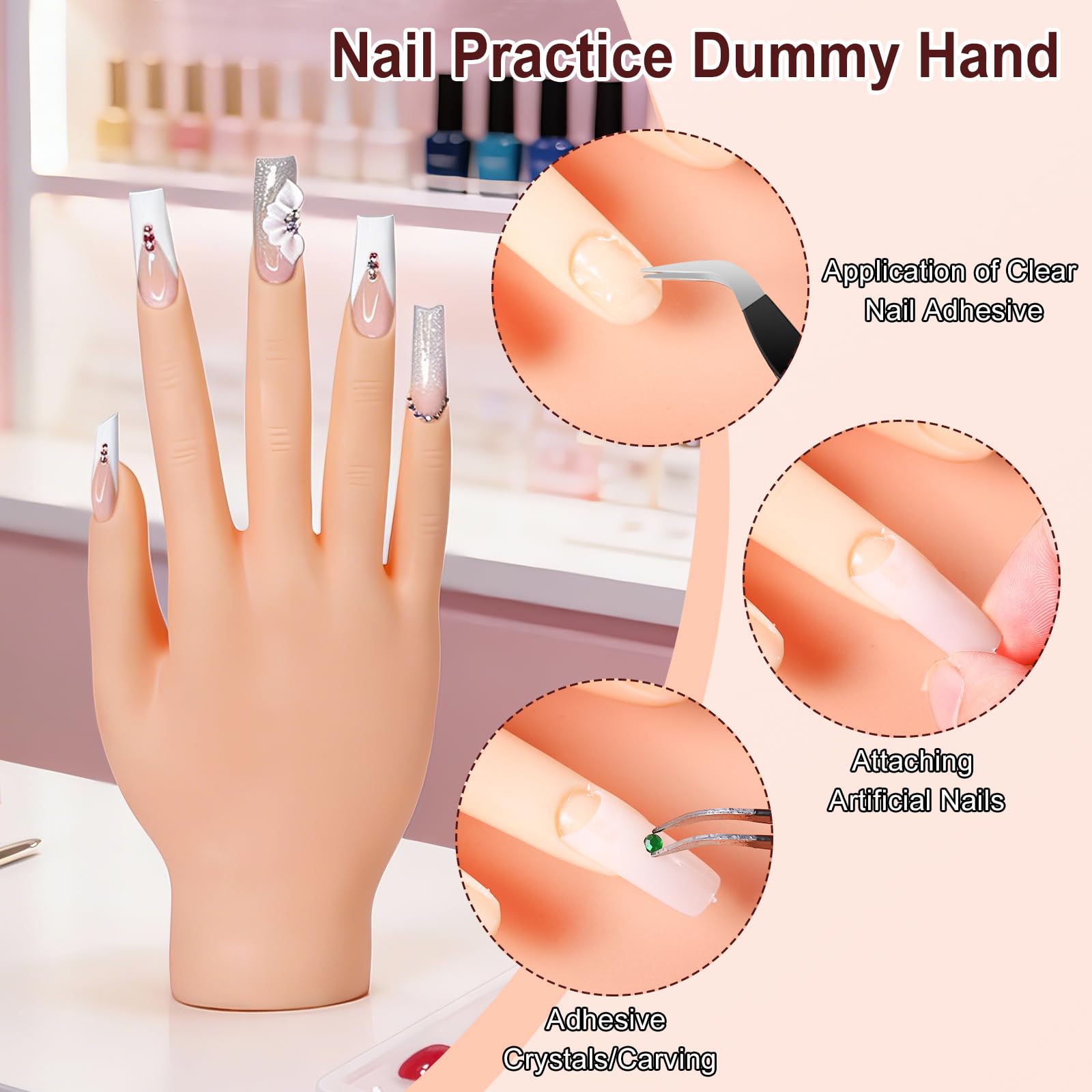 Major Dijit Acryl-Nagelset – UV-LED-Lampe, Pulver, Monomer, Übungshand, Strasssteine, Formen, 4-in-1-Gel-Nagellack, silberne Kosmetiktasche – erzielen Sie zu Hause Ergebnisse in Salonqualität.