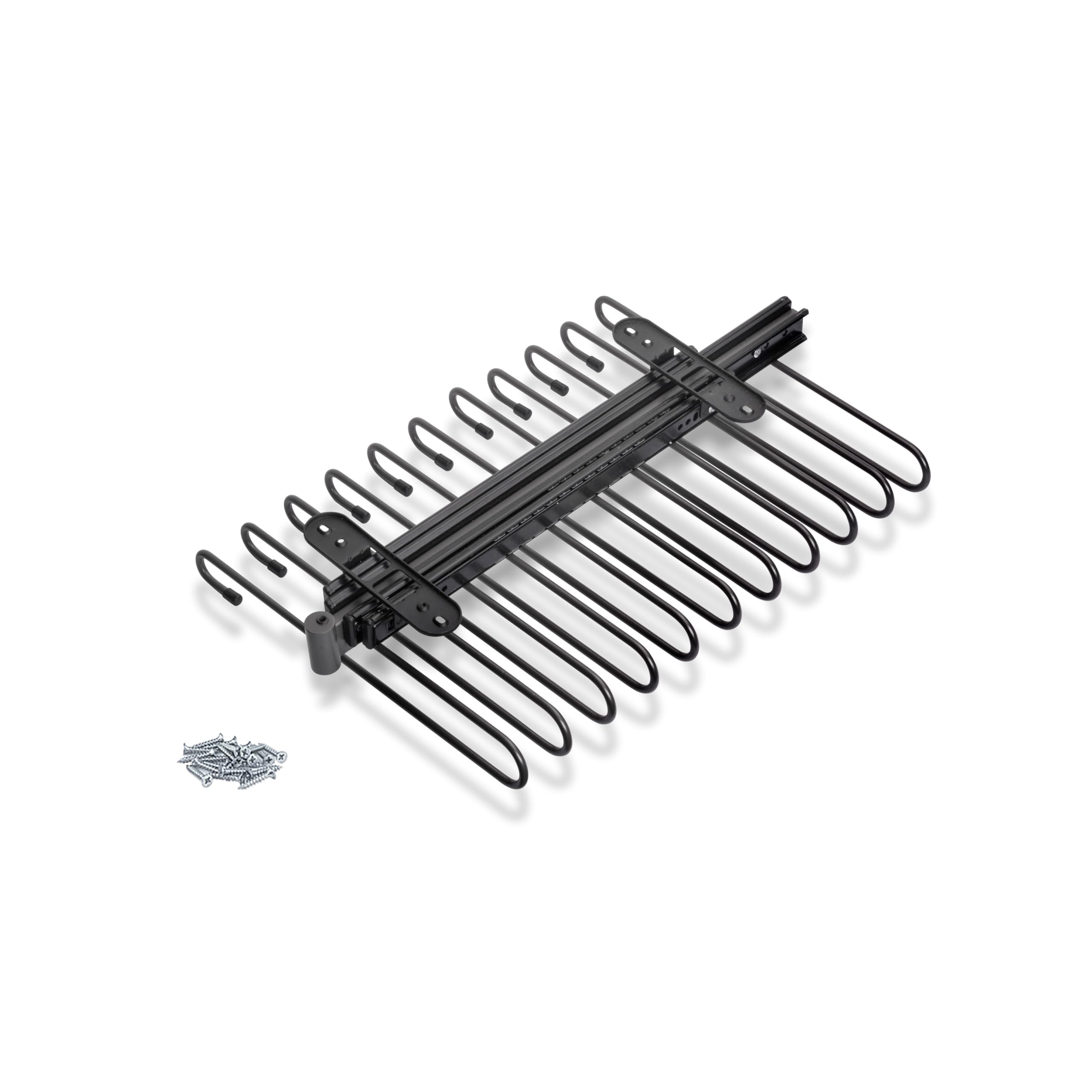 Emuca Titanium - Pull-Out Trouser Rack, 11 Rods, Full Extraction Guides, Steel,