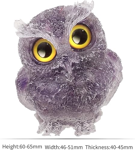 Miniatura 2 de Nupuyai Estatua de búho de piedra pulida de resina de orgón de 2.5 pulgadas, mini figuras de animales de cristal talladas a mano para mesa,