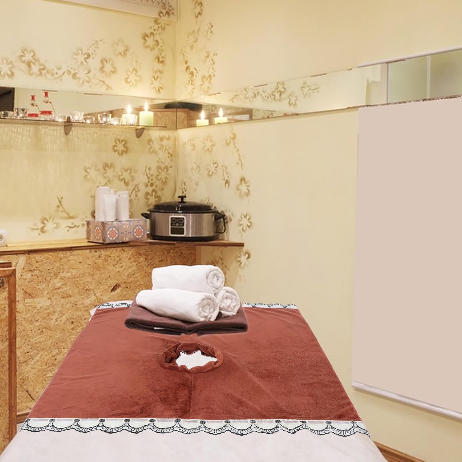 2pcs Massage Table Sheets - Beauty Salon Spa Table Cover Reusable Face Hole Towels Massage Bed Cover Sheets with Hole for Salon 80 X 100 Cm