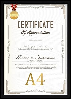 EYMPEU Czarna ramka na zdjęcia A4, obrazy 20 x 15 cm z matą lub A4 bez maty, ramka na zdjęcia A4 ze stojakiem na certyfikaty, plakaty, dzieła sztuki na ścianie lub biurku, pojedyncza