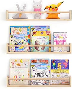 24 inch Nursery Book Shelves Set of 3, Nursery Shelves Wall Books Shelves Perfect for Kids' Room, Kitchen, Bedroom and Bathroom