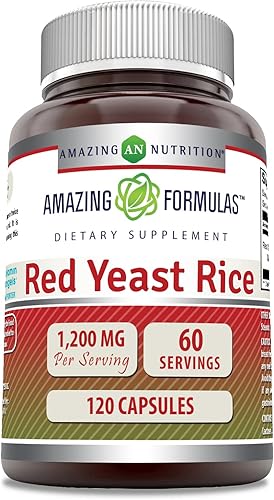 Amazing Formulas - Suplemento en cápsulas de arroz de levadura roja, 1200 mg por porción, sin OMG, sin gluten, fabricado en Estados Unidos (1
