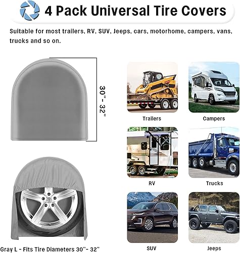 Miniatura 5 de OutdoorLines Juego de 4 fundas impermeables para neumáticos para exteriores, a prueba de rayos UV, resistente al viento, protector de neumáticos