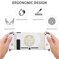 Vista 5 de HYPERCASE White of Zelda Switch OLED Dockable Case for Console & Joycon, Anti-Scratch Switch OLED Protective Cover Skin with Screen Protector & 2