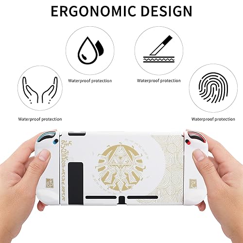 Miniatura 5 de HYPERCASE White of Zelda Switch OLED Dockable Case for Console & Joycon, Anti-Scratch Switch OLED Protective Cover Skin with Screen Protector & 2