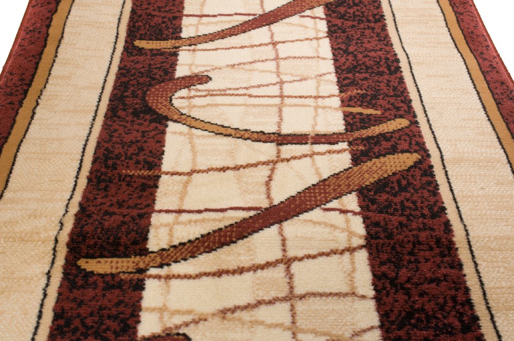 Tapiso Atlas dywanik kuchenny z krótkim włosiem w stylu retro z motywem liści kwiatowych brązowy/beżowy, polipropylen, beżowy/brązowy, 70 x 320 cm