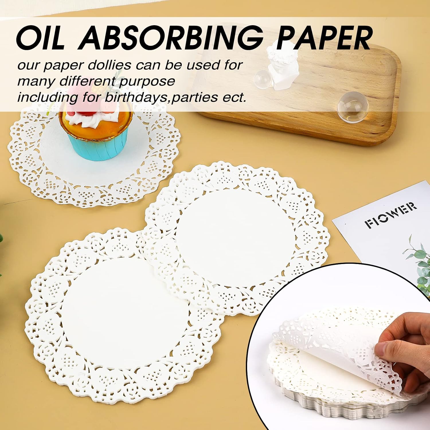 150 Pieces Lace Paper Doilies 6 inch White Lace Doilies Paper Disposable Round Paper Doilies for Buffet Cake Fried Food Party Wedding Valentine's Day Tableware Decoration