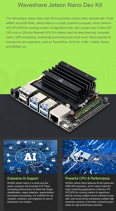 JetBot AI Kit Add-ons Accessories for Jetson Nano to Build Smart Robot JetBot with Front Camera Eye and ROS Nodes Code Dual Mode Wireless WiFi Bluetooth Facial Recognition Object Tracking @XYGStudy