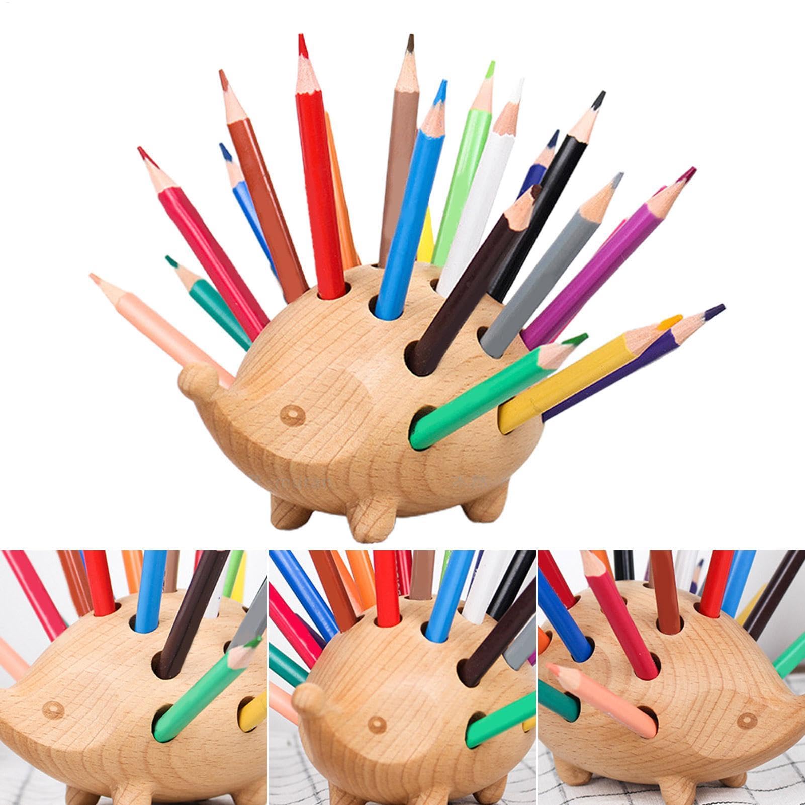 Organisateur de crayons Hérisson - Pot à crayons en bois de hérisson