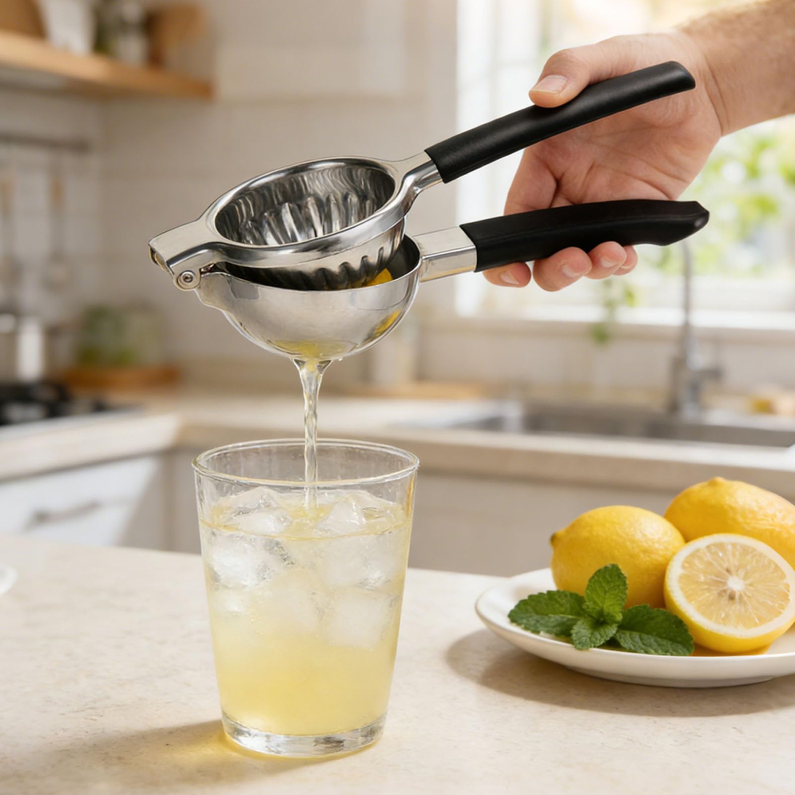 Spremiagrumi Manuale in Acciaio Inox con Zester, Spremilimone per Limoni e Lime, Manici Ergonomici, Lavabile in Lavastoviglie