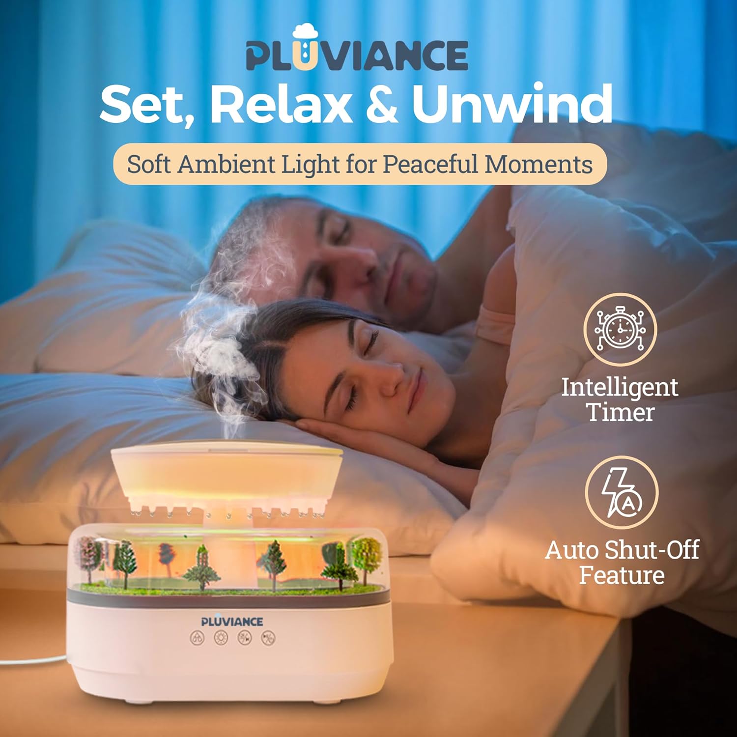 Raindrop Aroma Diffuser | 7-Color LED Light Rain Cloud Humidifier with Water Drip & Rainfall Sound (250 ml) - Humidifier with Aromatherapy & Auto Shut-off Timer For Bedroom, Office, Home