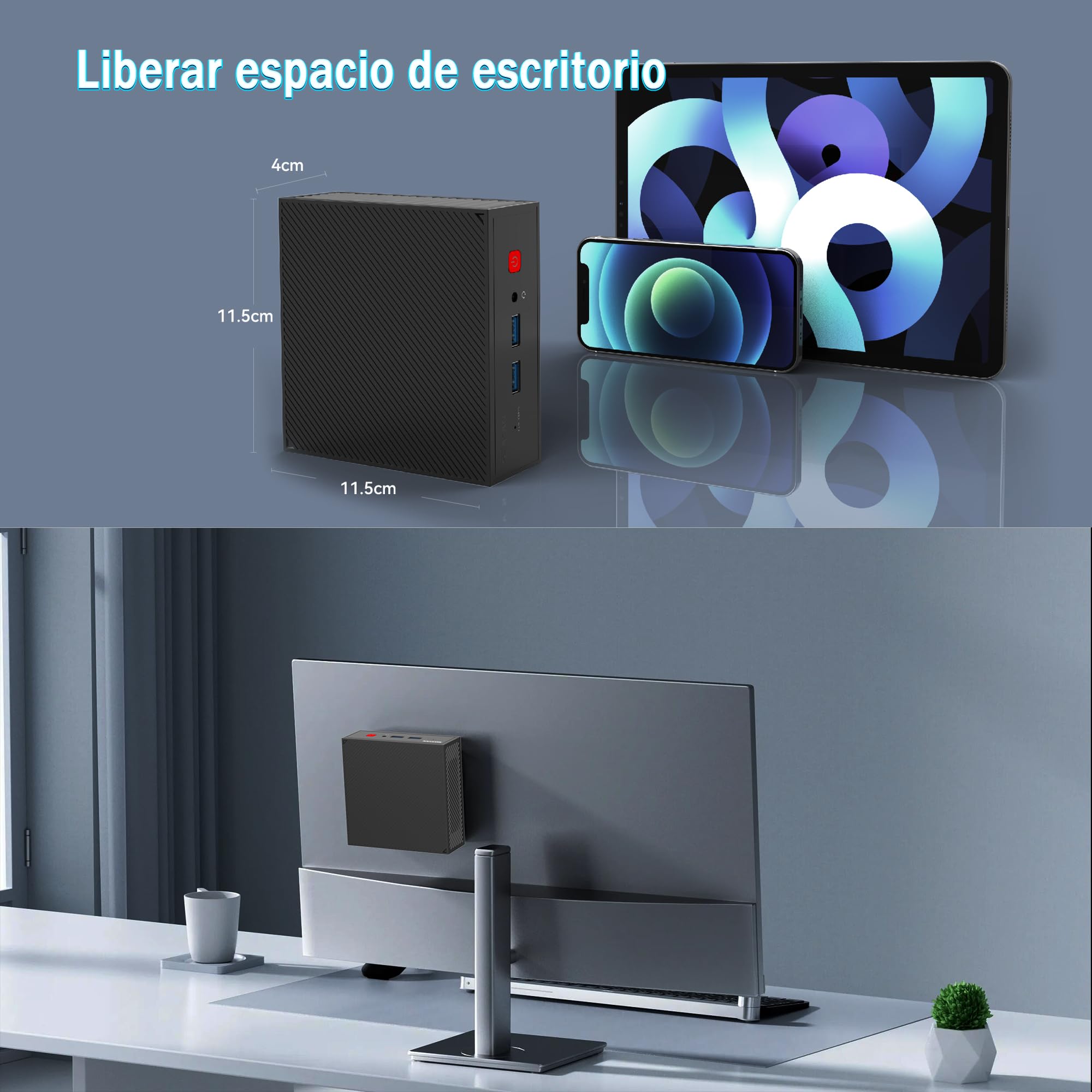 N2 Mini PC, Alder Lake-N100, 16GB DDR4 RAM 500GB SSD Mini Computer, PC Fisso Mini Supporto WIFI6, BT5.2, 2 HD, 4 USB3.2, 4k Dual Display
