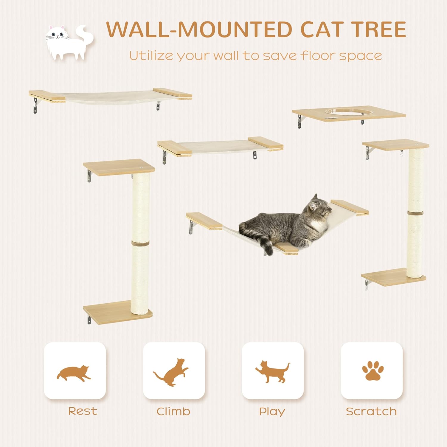 review PawHut Cat Tree, Indoor, American Shorthair, British Shorthair, Siamese, 8 Levels, Canvas Hammocks, Sisal Scratchers, Stability, Wooden Platforms, 15.75