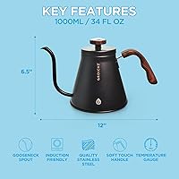 Vista 7 de GROSCHE - Hervidor de Cuello de Cisne Marrakesh para Estufa - Hervidor de Café con Pico para Estufa de Acero Inoxidable - Hervidor de Té - Hervidor