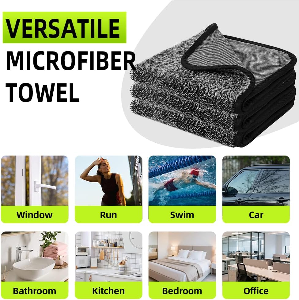 Microfiber Car Drying Towel, Shiny Bath Drying Towel Shower Cubicles Cloth for Water Removal Windows, Bathroom, Car