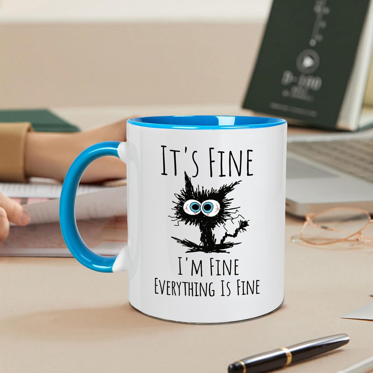 It's Fine l'm fine Everything ls Fines Coffee Mug Gifts for Cat Lovers, Funny cats coffee Mugs Gift for cat Lover, Novelty Birthday mugs for Women Men, Humor Office mug for Coworker-339 - Image 2