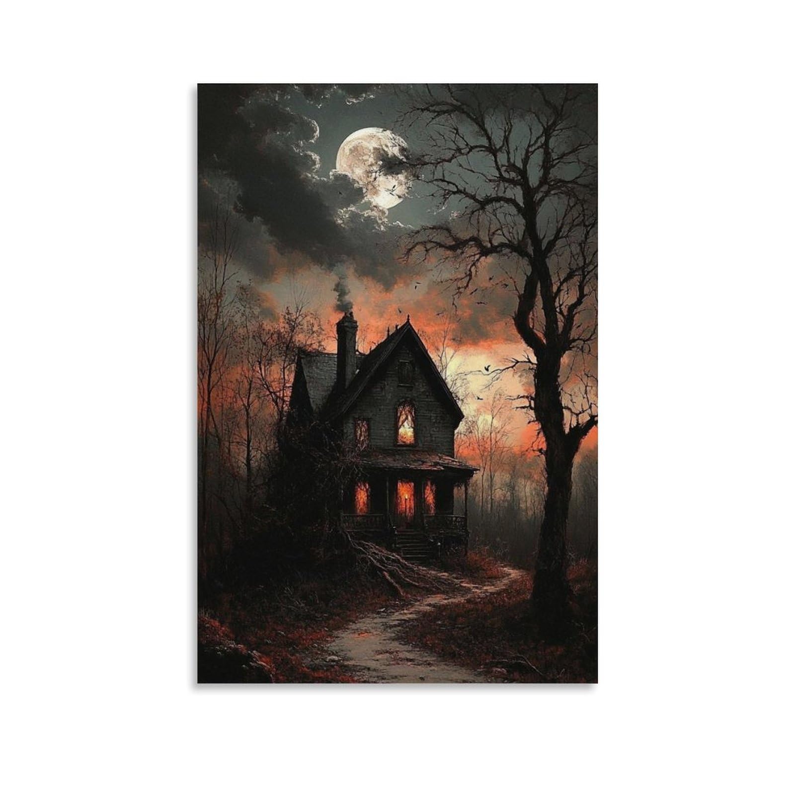 Jueuryywrry Unframe-Style Gothic Mystery The Foggy Castle Poster Wall Art Aesthetic Cover Poster Design Painting For Living Room Bed Room 12X18inch(30X45cm)