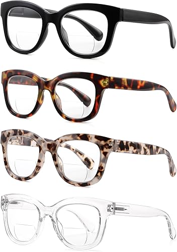 Miniatura 2 de ZUVGEES Paquete de 4 lentes de lectura bifocales retro de gran tamaño para hombres y mujeres, bloqueo de luz azul, lectores de computadora con