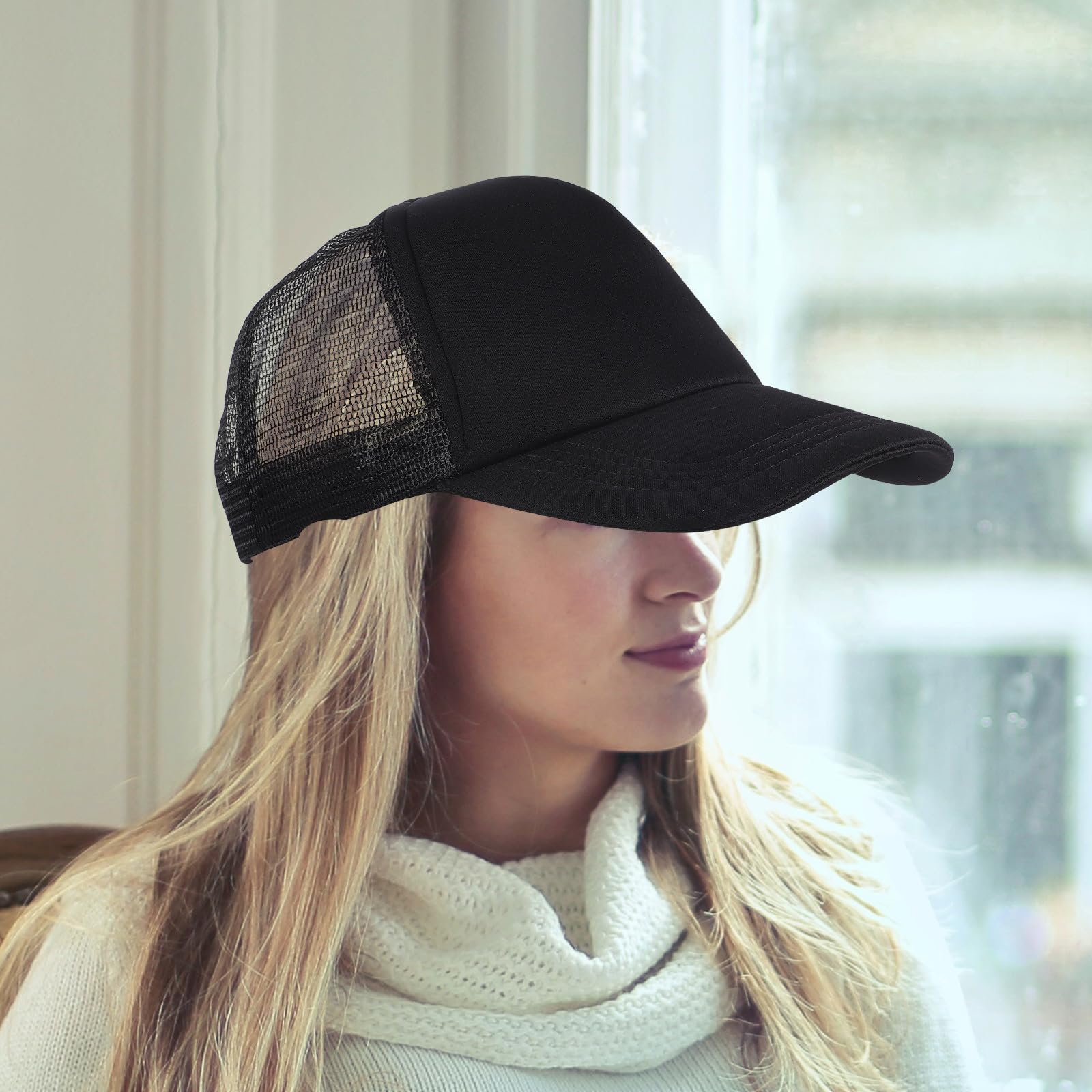 Cappello da Baseball in Rete Bianco per Uomo, Facile da Pulire, in Poliestere, per attività all Aperto e Escursionismo, Design Traspirante e Comodo da Indossare