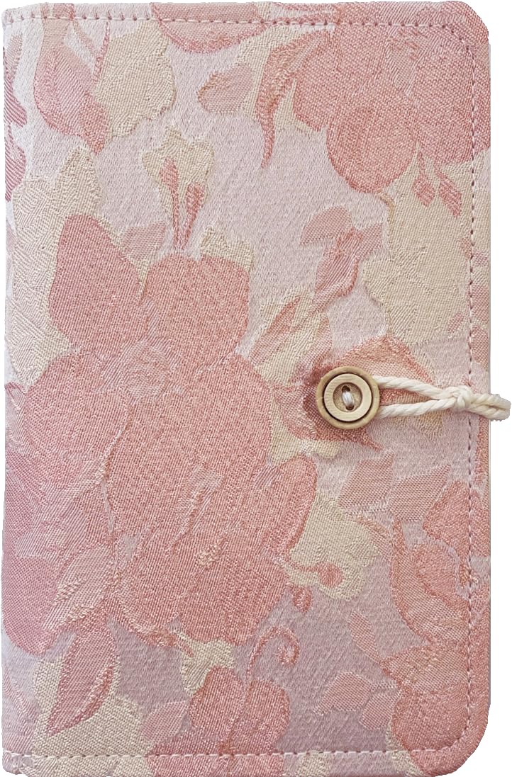 ipoul A6 Binder, Embroidered Journal, Refillable Journal, 6 Ring Binder, Small Notebook 5"x7", B6 Sketchbook, Travel Diary for Girl, Pink Peach