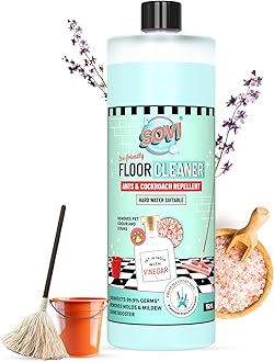 SOVI Floor Cleaner with Vinegar Power – Repels Cockroaches & Ants, Removes Stains & Pet Odour, Child Safe, Pet Friendly, Eco-Conscious Cleaning Solution, French Lavender Fragrance 950ml(Pack of 1)