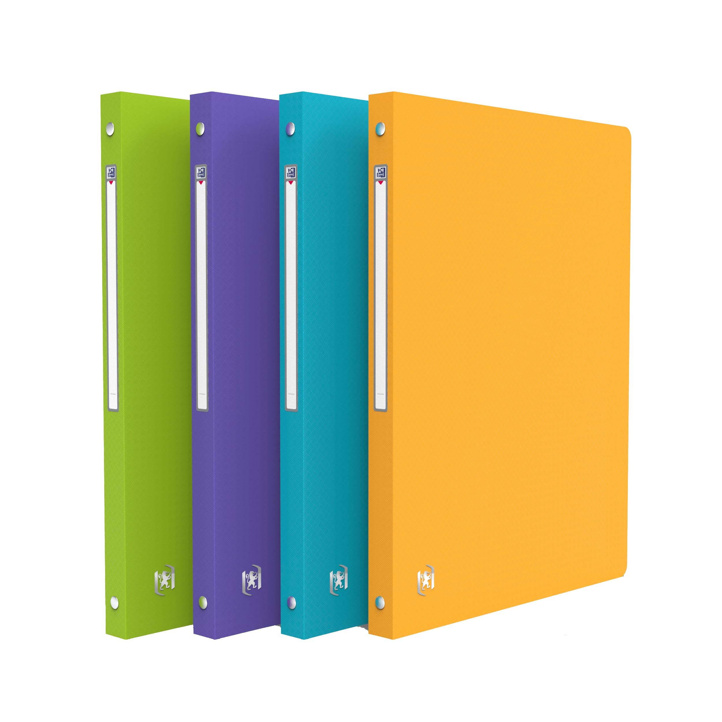 OXFORD Lot de 20 Classeur Memphis A4 Dos 20mm 4 Anneaux Ronds Couverture Polypro Coloris Assortis