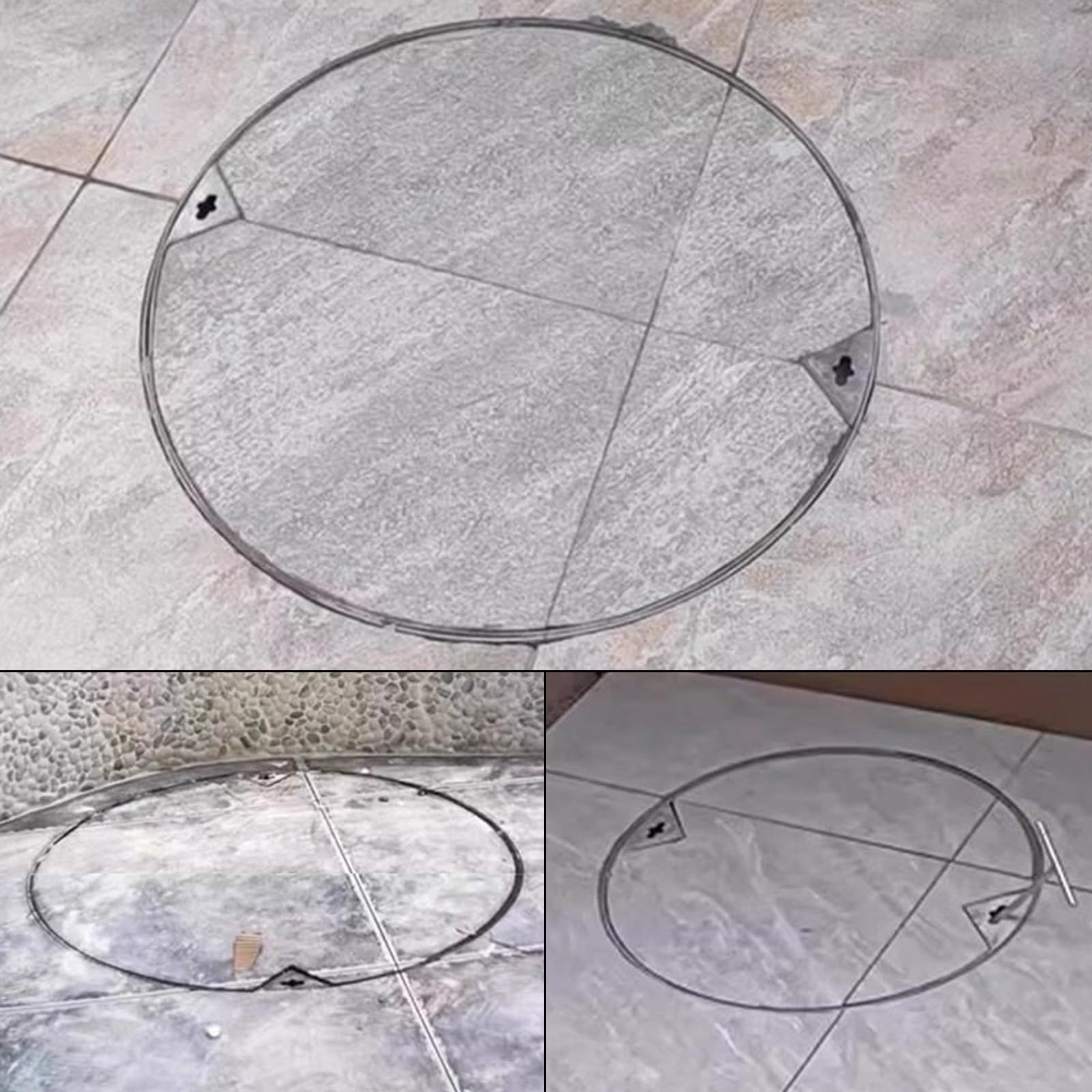 Tapa Arqueta, Tapa Arquetade Tipo Oculto, Nervaduras de Refuerzo de Doble Capa, Orificios para Asas, Convenientes para el Mantenimiento Diario(60cm/24in)
