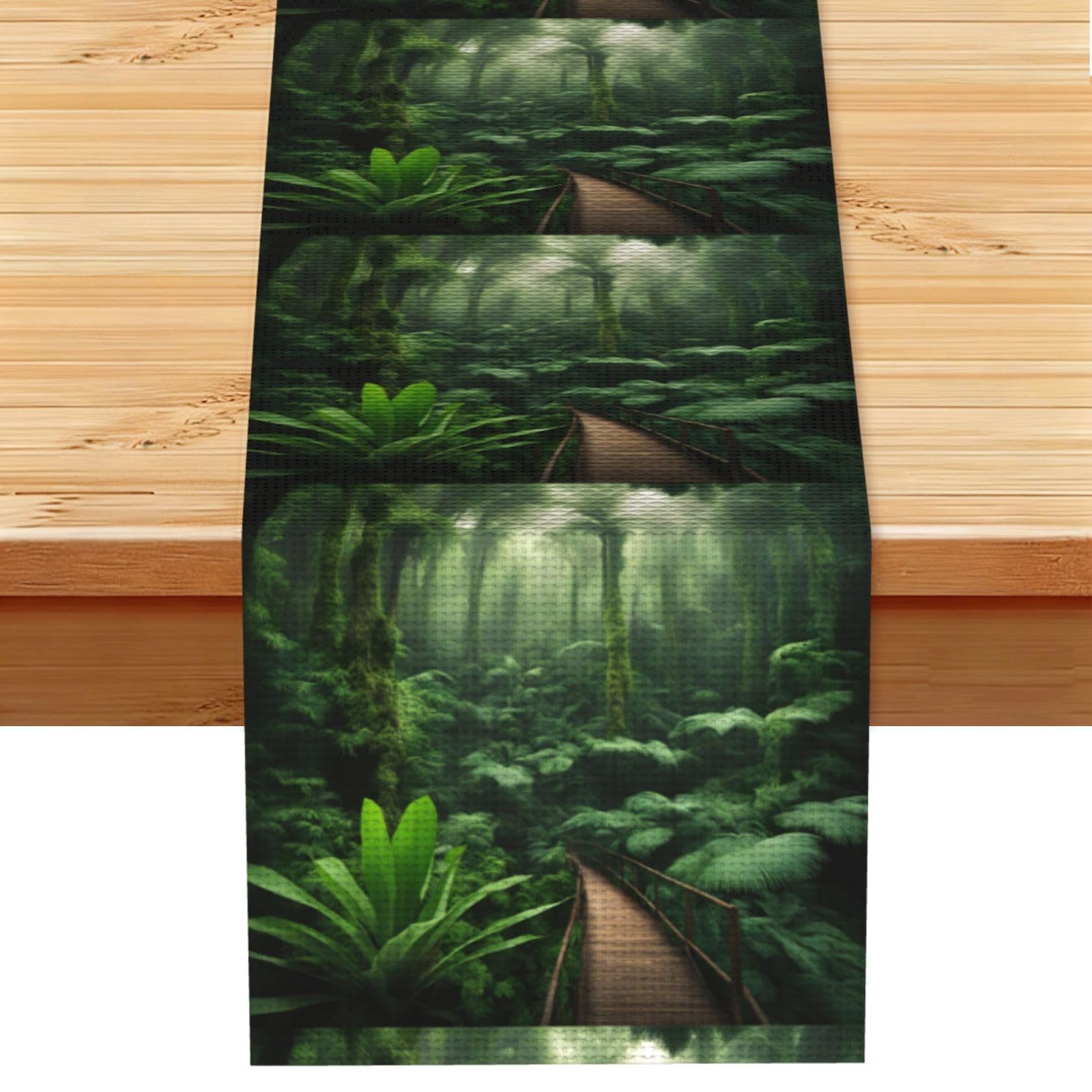 Tropical Rainforest Vintage Style Table Runner 13x72in, Soft Printed Centerpieces for Tables, Kitchen, Countertops & Dining Area Home Decor