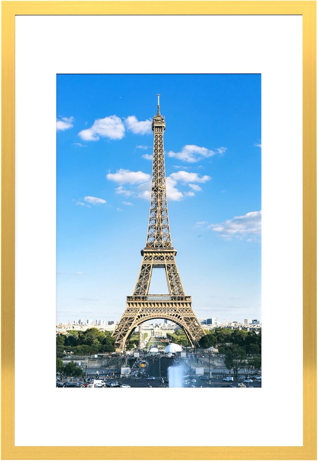 PEALSN 16x24 Picture Frame, Display Pictures 12 x 18 with Mat or 16 x 24 Without Mat for Wall Mounting Display, Poster Frames, Gold. Gold 16x24