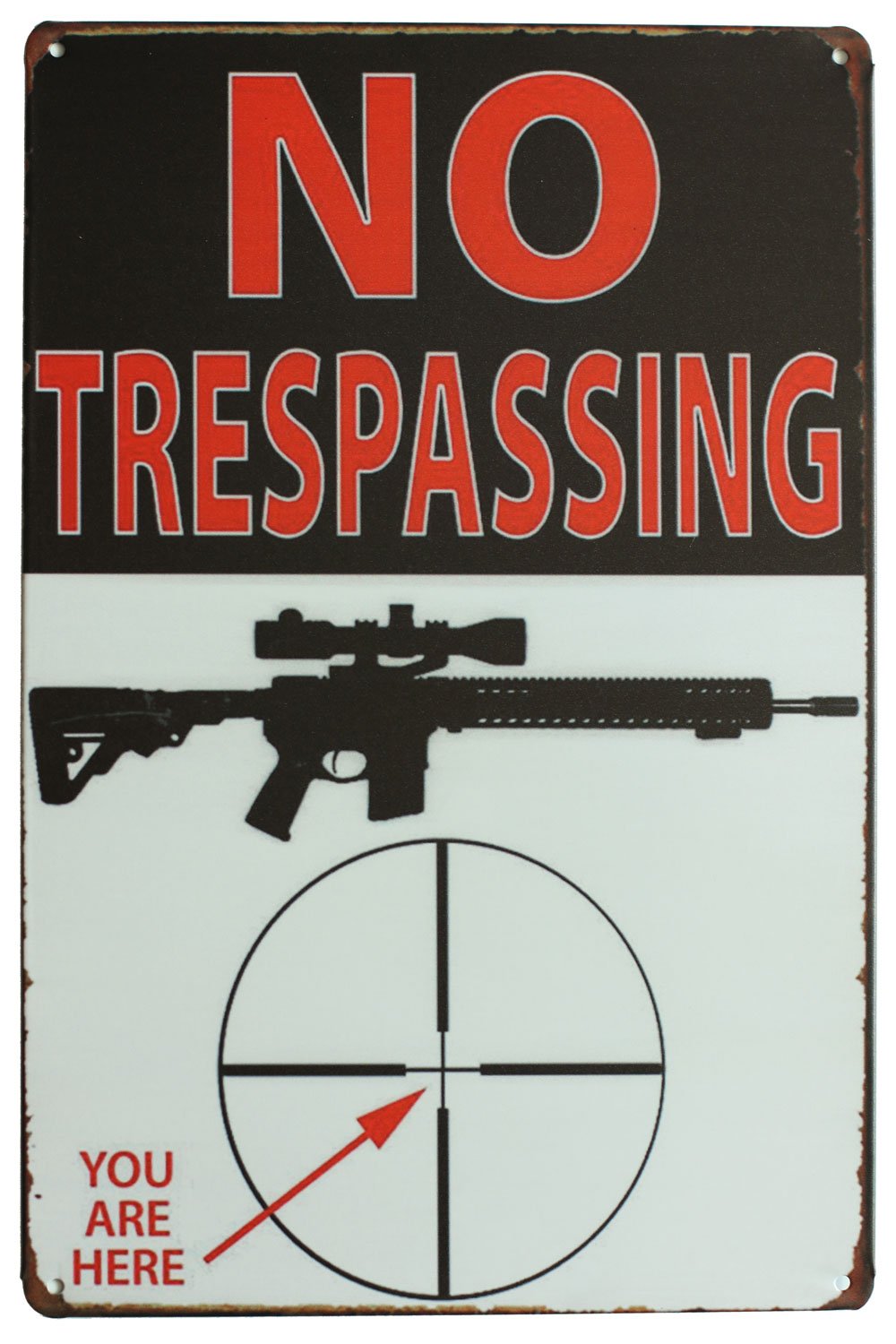 SMAZDFXX No Trespassing You are Here, Metal Tin Sign, Vintage Art Poster Plaque Den Home Wall Decor Cafes Bar Club 8"x12"