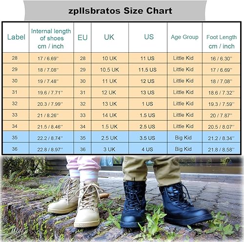 Miniatura 6 de Botas de senderismo al tobillo para niños y niñas, zapatos militares para caminar, botas de combate, jungla
