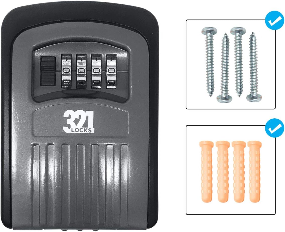 Key Lockbox LB-60. Safe Outdoor Realtor Lock Box for Real Estate. Wall Mount keybox for House with Master Code Security Combination.Hide a Key Outside
