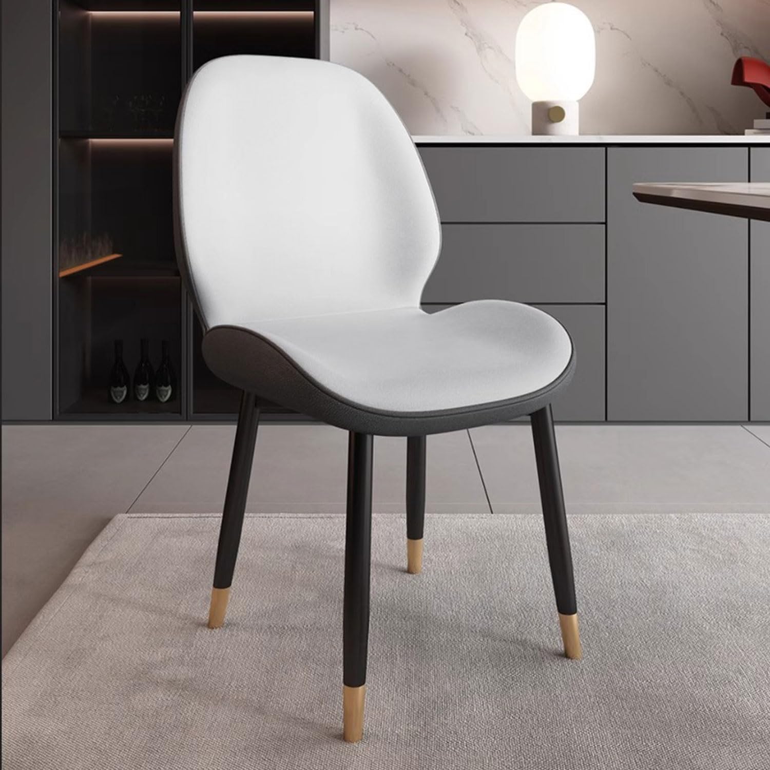 Lot de 4 chaises de salle à manger en tissu technique et pieds métal