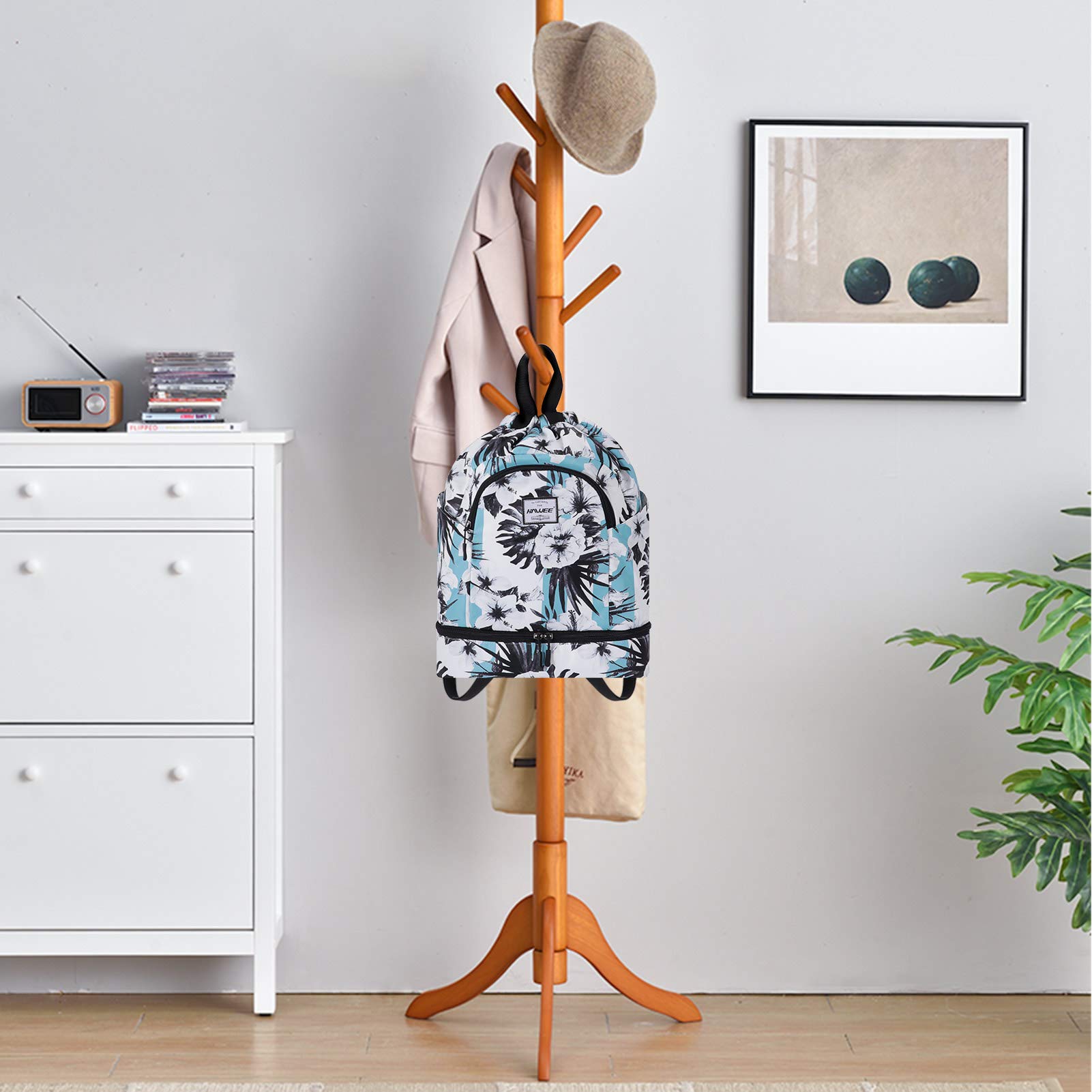 Impermeable Casual Mochila con Cordón Grande Deporte Bolso de Gimnasia Mochila de Cuerda Unisex para Mujer Hombre Vida Cotidiana Aire Libre Yoga Escuela Nadar Playa - 5