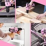 WORKPRO 12V Pink Cordless Drill Driver Set, 18+1 Torque Setting, Electric Screwdriver Driver Tool Kit, 3/8" Keyless Chuck, Charger and Storage Bag Included
