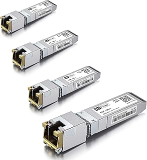 4 Pack 10Gb SFP+ to RJ45 Module, 80 Meter, 10Gbase-T Ethernet SFP+ Copper Transceiver for Cisco, Meraki, MikroTik, Ubiquiti, Unifi, Netgear, QNAP, D-Link and More, Cat6a/Cat7/Cat8
