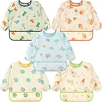 Vista 18 de Accmor 5 Pack Long Sleeve Bibs, Baby Smock Waterproof Sleeved Bib Smock for Baby Toddler 6-36 Months
