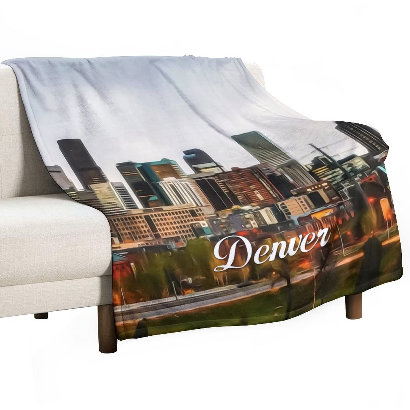 Plaid en flanelle Denver couverture polaire art moderne lit