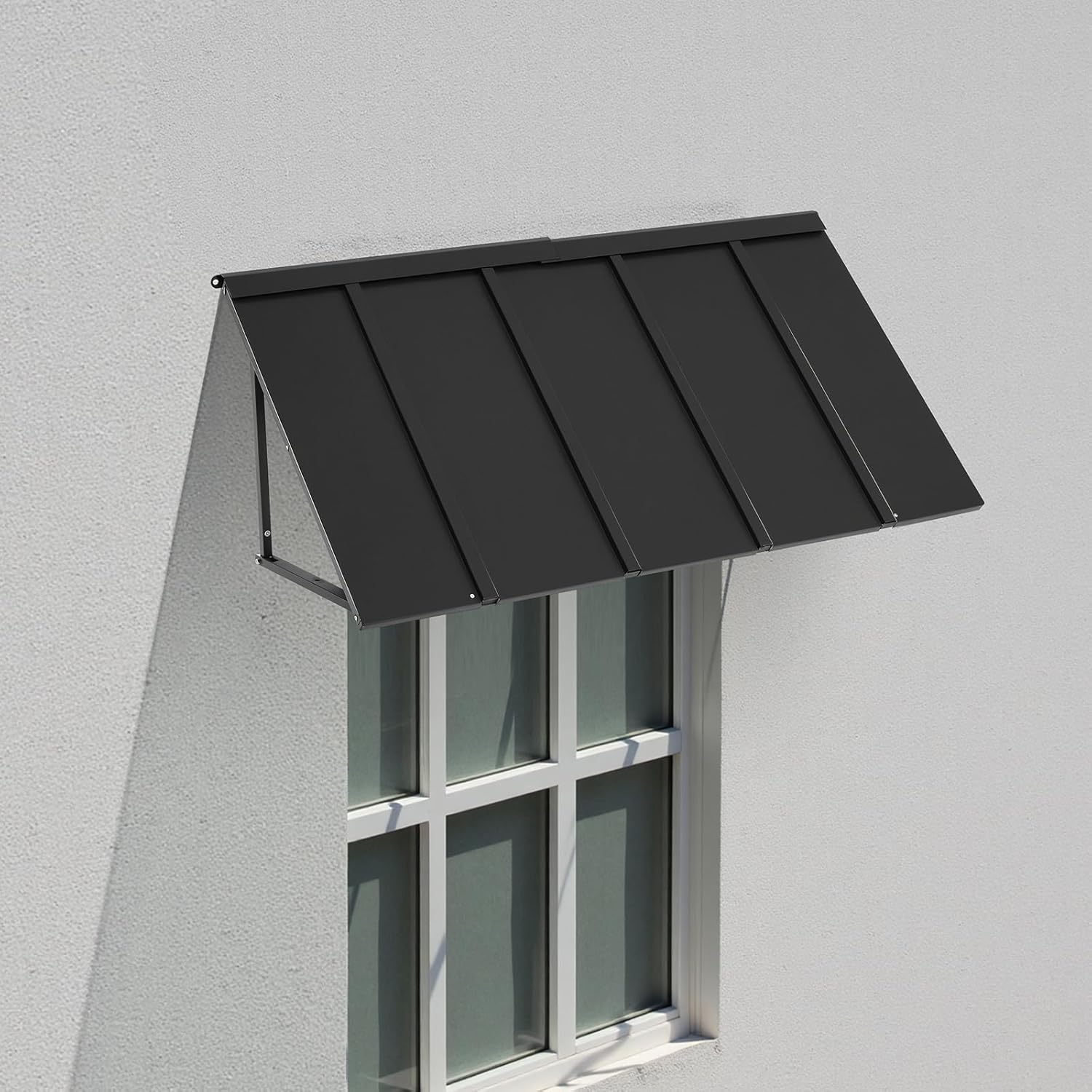 VEVOR Fixed Metal Awning 56 x 24 in, Window Awning Door Canopy, Stable Triangle Steel Frame Awnings for Doors Exterior Rain, and Snow Sunlight Protection for Door Entrance, Windows, Porches, Balconies