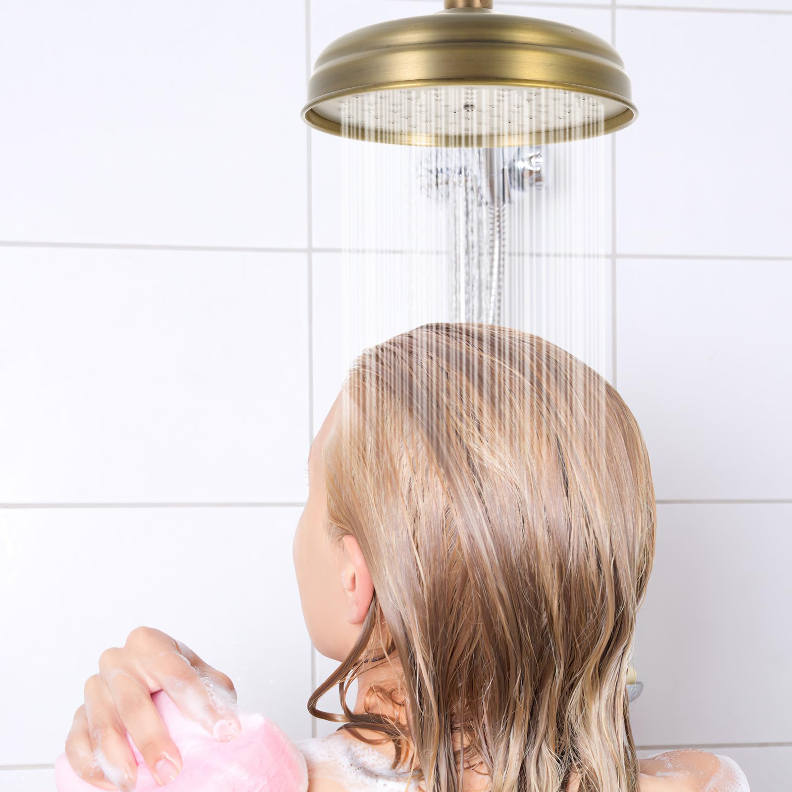 Cabezal Ducha de Lluvia Retro Rociador de Ducha de Cobre Dorado Fácil de Instalar y Limpiar