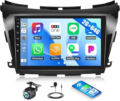 2+64G Android 15 Car Stereo for Nissan Murano Z51 2014-2020 with Wireless Carplay Android Auto,10.1" Touchscreen Car Radio with WiFi GPS Mirror Link Bluetooth EQ FM RDS SWC + Backup Camera