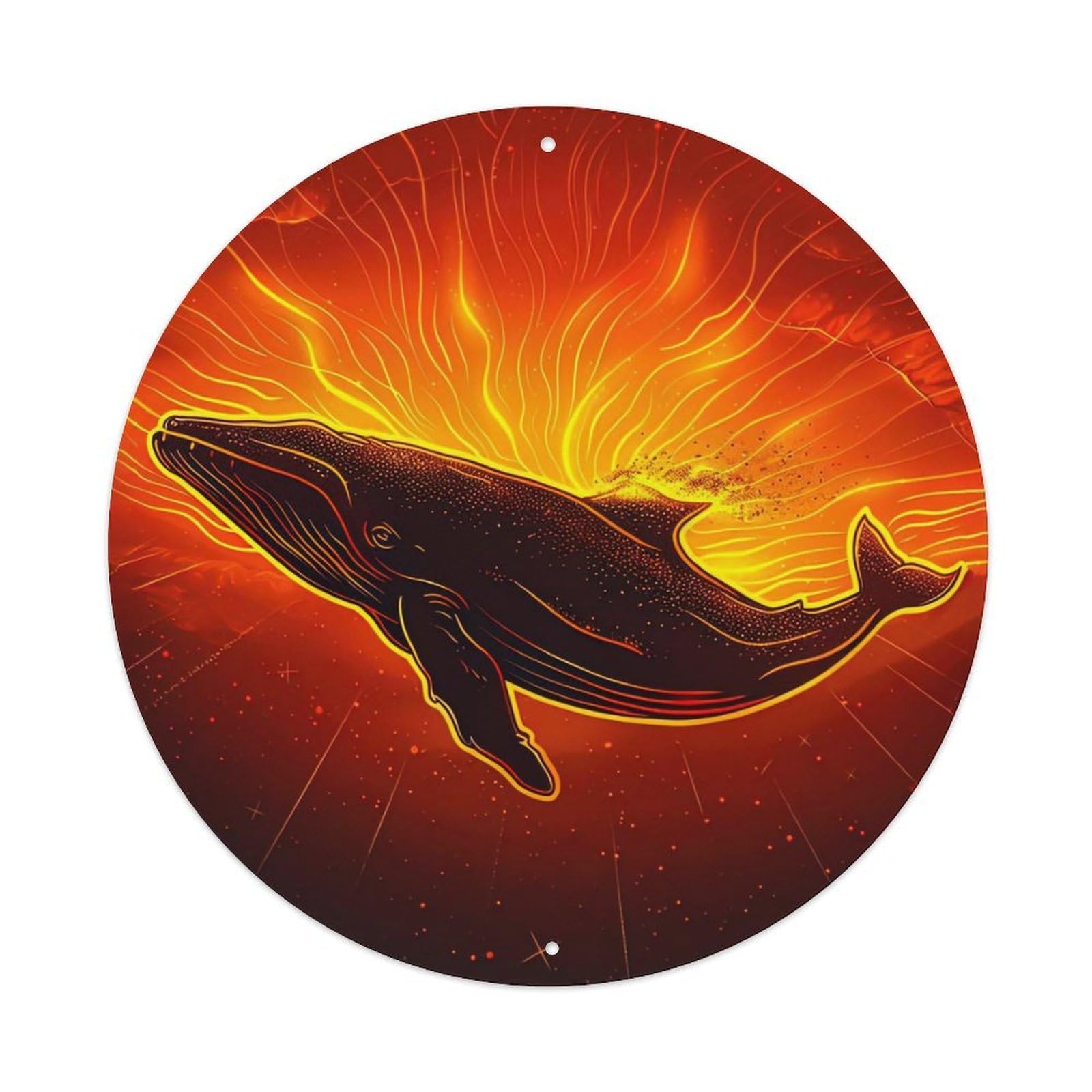 Animal The Whale of Light Vintage Metal Tin Sign Plaque Wall Decor for Cafe, Club Bar, Office, Garden Metal Poster 8x8Inch