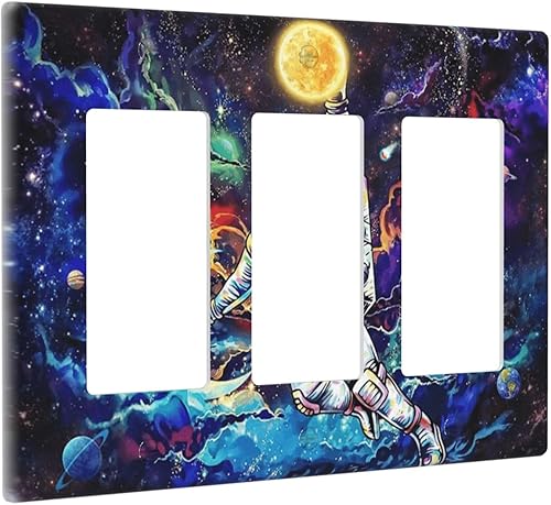 Miniatura 396 de Vista de ventana, isla tropical, playa, palmeras, cielo soleado, cubierta de interruptor de luz de palanca individual, placa decorativa de pared