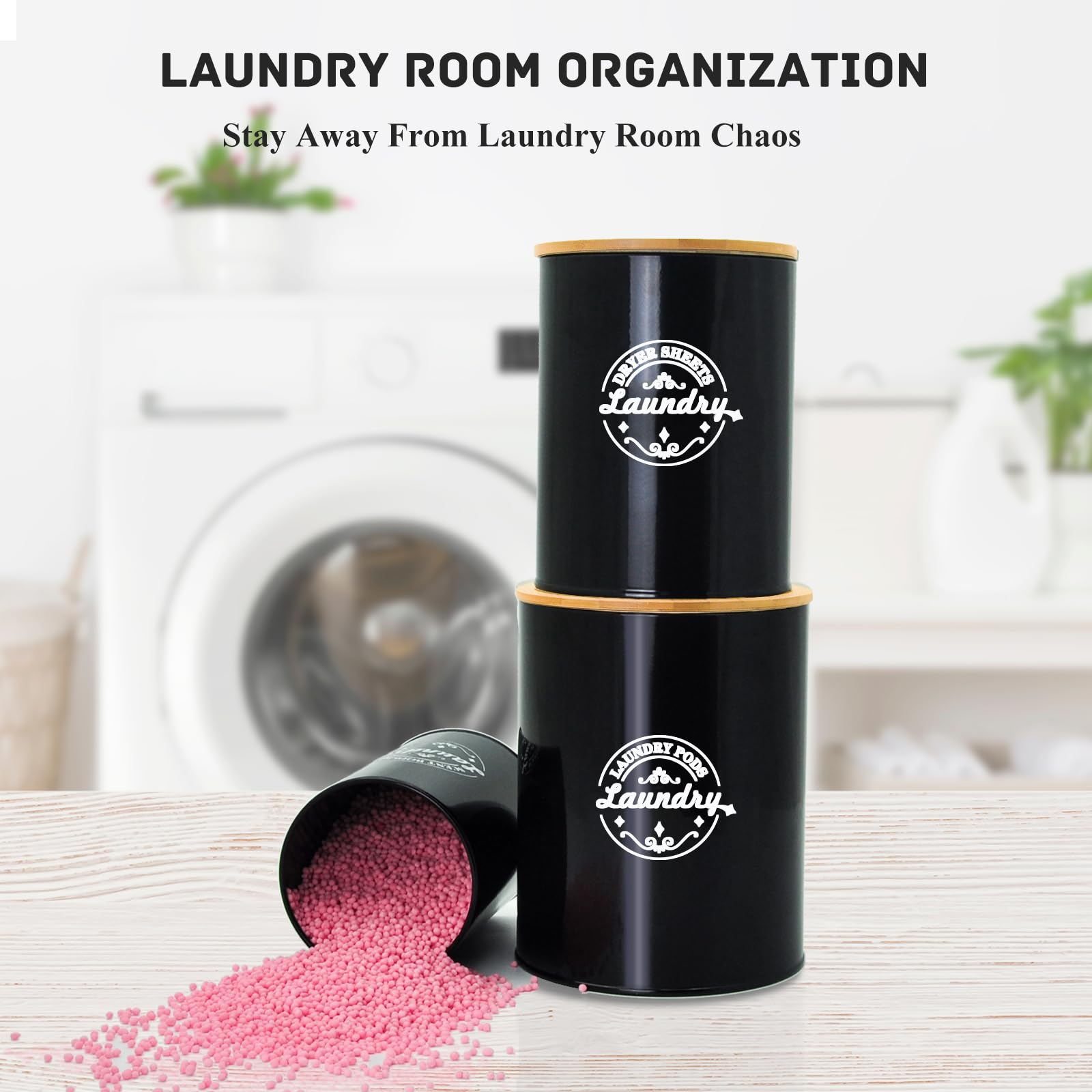 Set 4 Contenitori Impilabili Per Detersivo Bucato Con Coperchi Pop-up - Etichette E Cucchiai Inclusi - Trasparenti Ed Ermetici