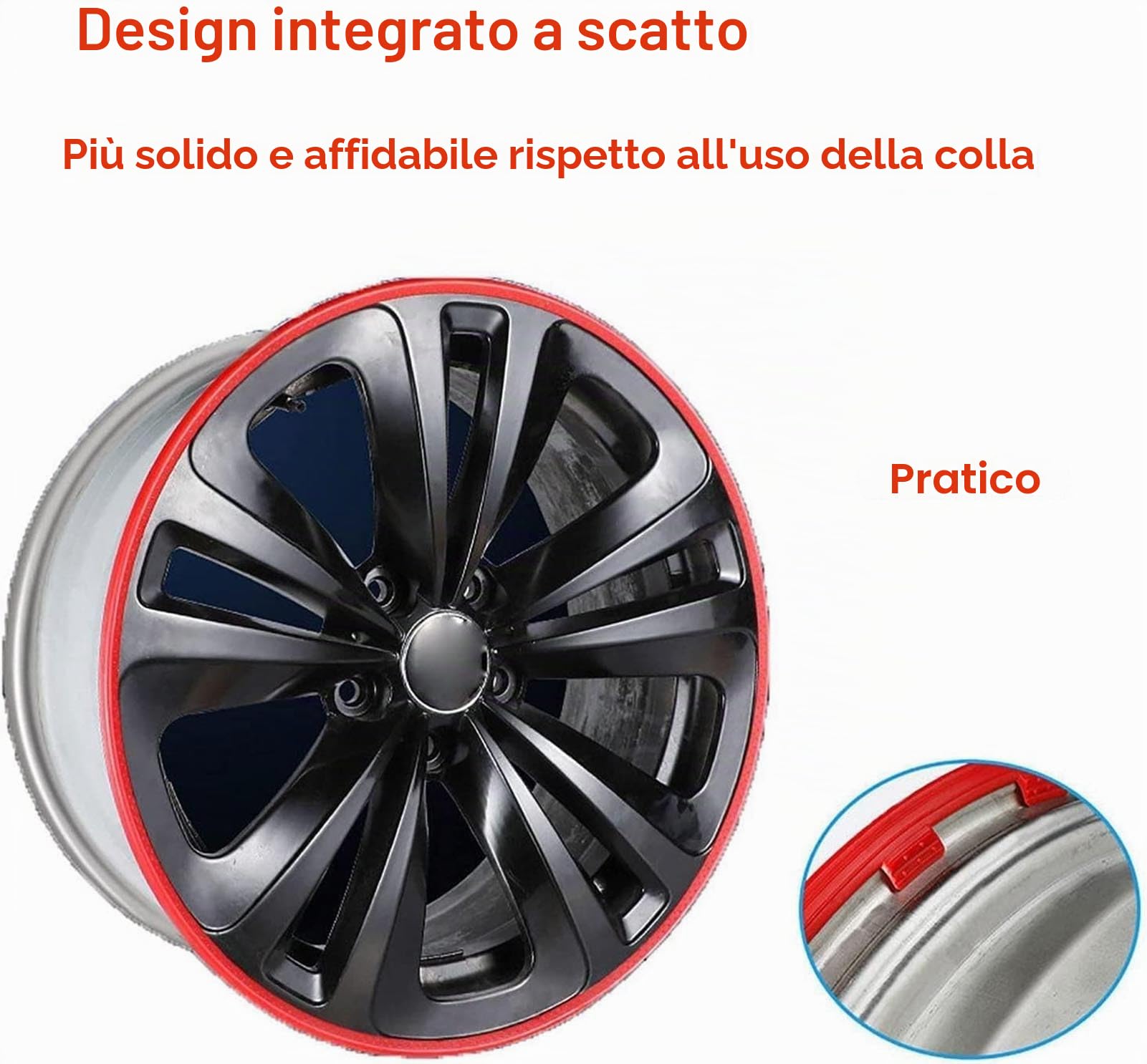 Protezione del Cerchione Dell'Auto, 16/17/18/19/20 Pollici Protezioni Cerchioni Ruote, Anello di Protezione del Bordo della Ruota, Protezione per Cerchi in Lega AntiGraffio,Nero,18in