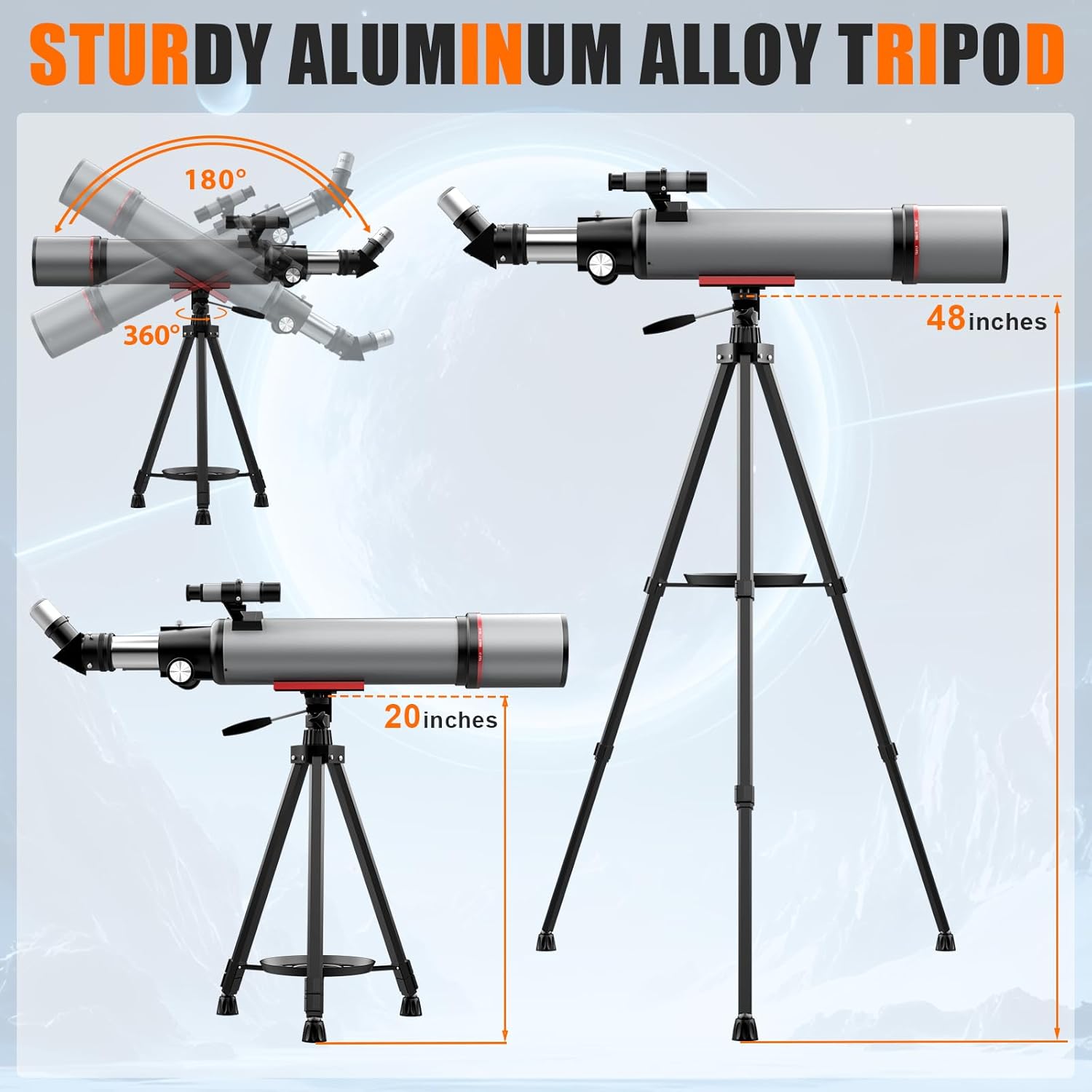 Telescope for Adults High Powered, 90mm Aperture 600mm Professional Refractor Telescopes for Kids & Beginners, Magnification 180X, Gifts for Planet Observation with Phone Adapter Tripod & Carry Bag - Image 5