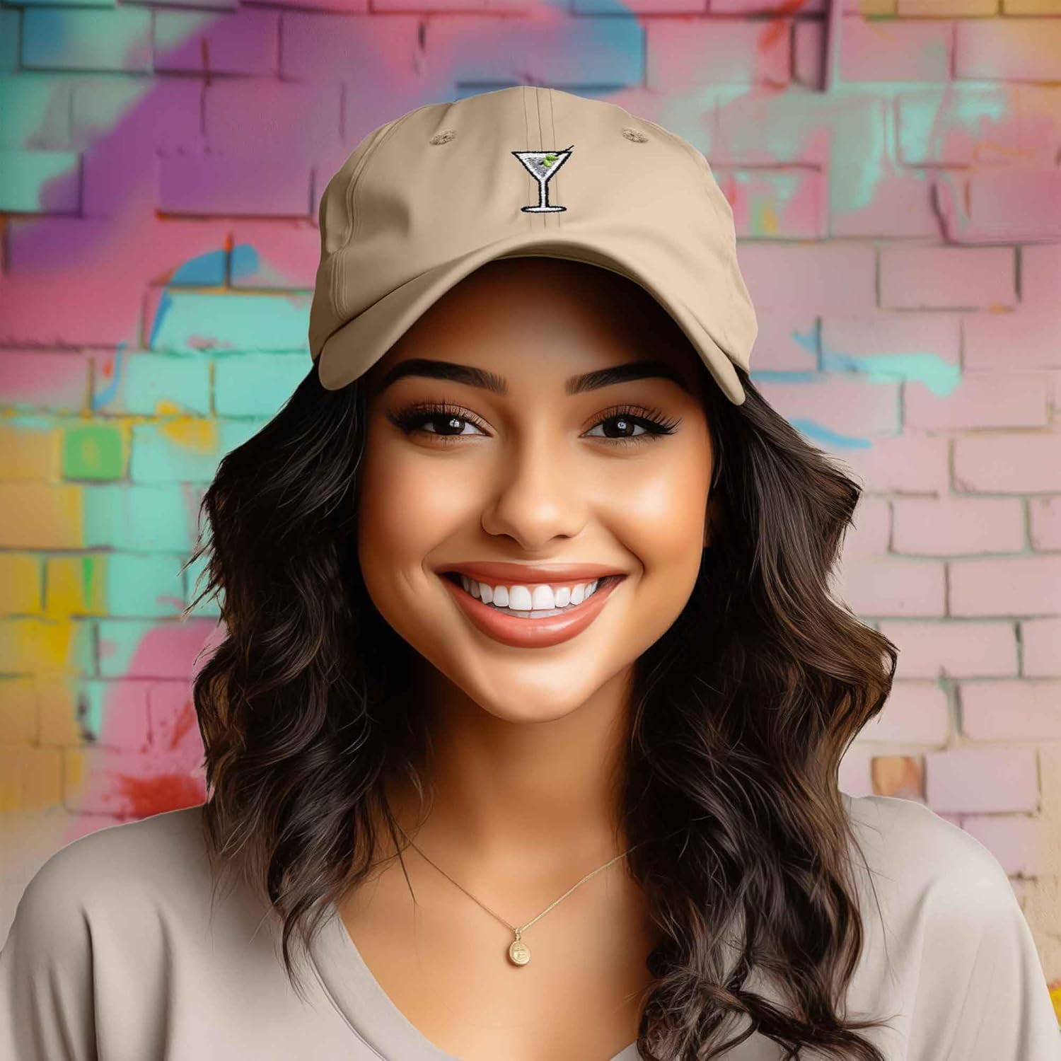 DALIX Martini Embroidered Cap Cotton Baseball Cute Cool Dad Hat Womens