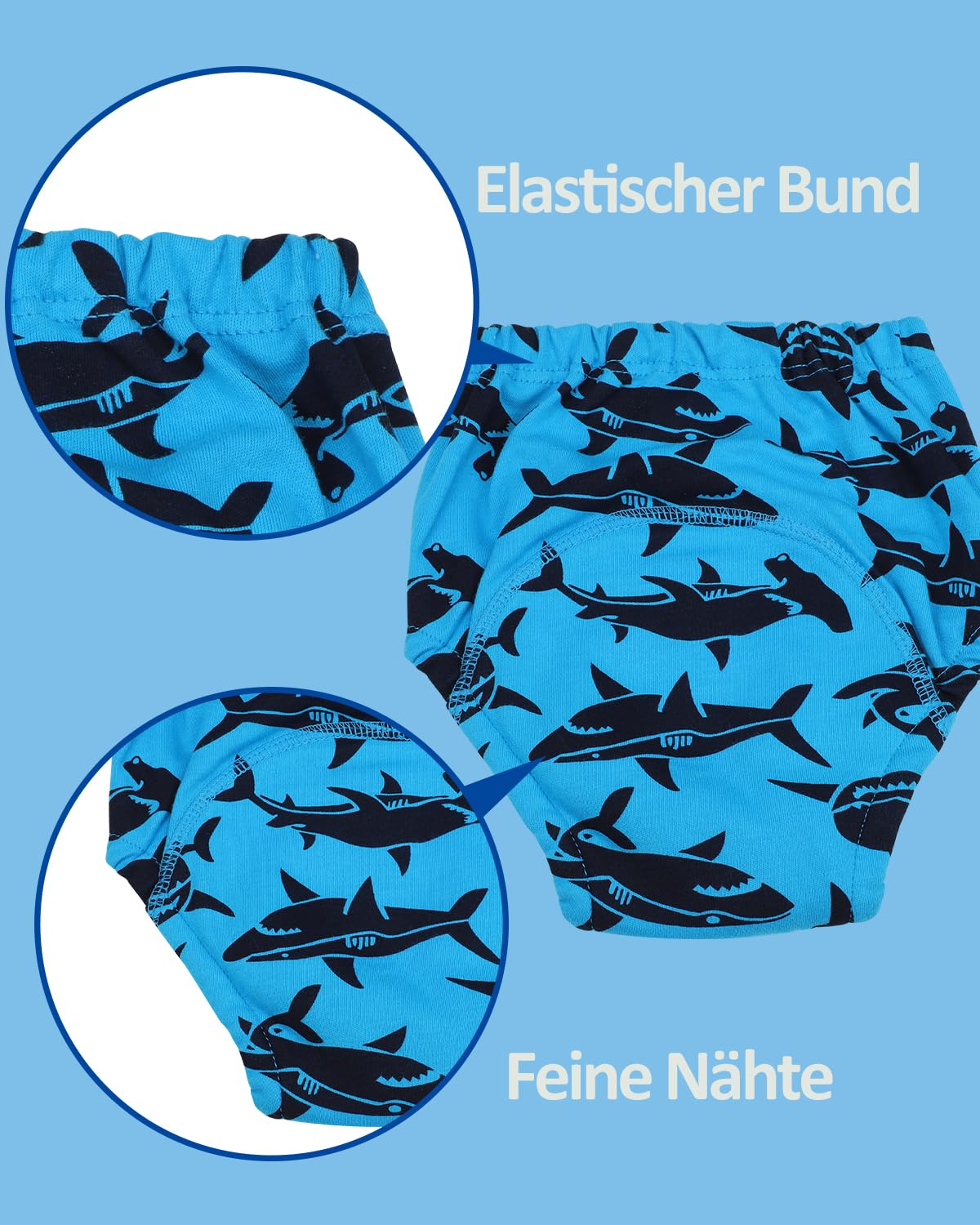 FLYISH DIRECT Höschen zum Lernen für Kinder, wasserdicht, reine Baumwolle, 6 Stück (3 Jahre, Blau) - 4