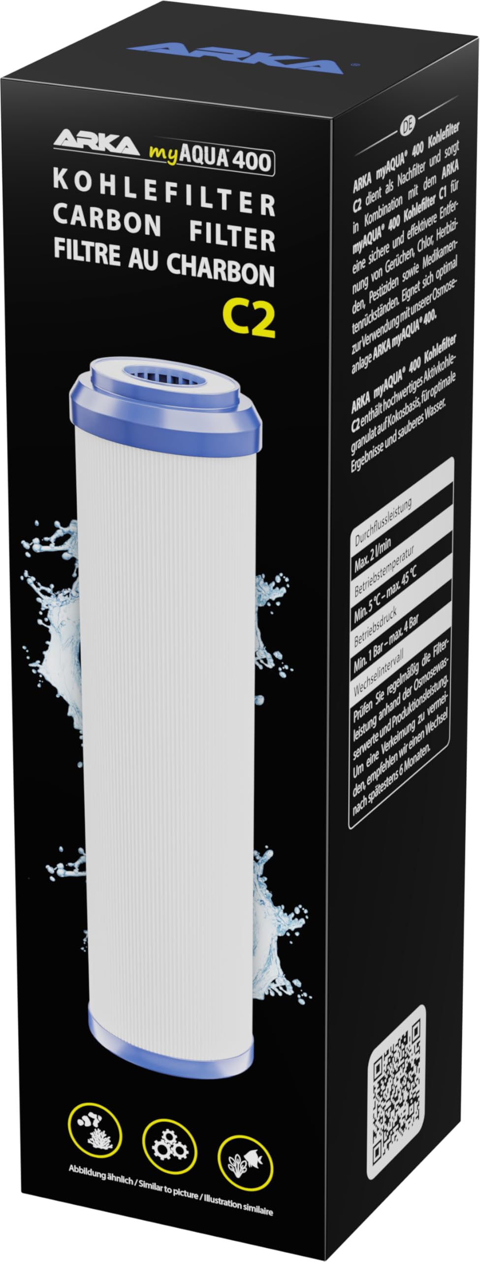 ARKA KF2MD400 Kohlefilter Carbon Filter C2 myAqua 400 Reverse Osmosis System, Multicoloured
